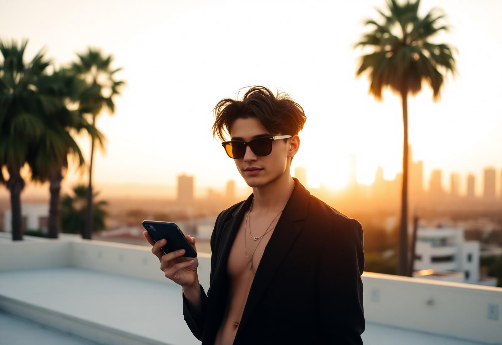 Los Angeles rooftop at golden hour